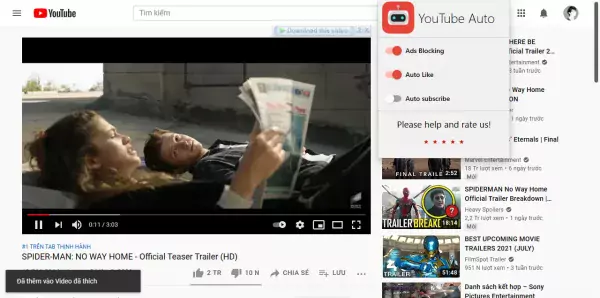 YouTube Auto: Chặn quảng cáo, tự động đăng ký kênh, thích video YouTube