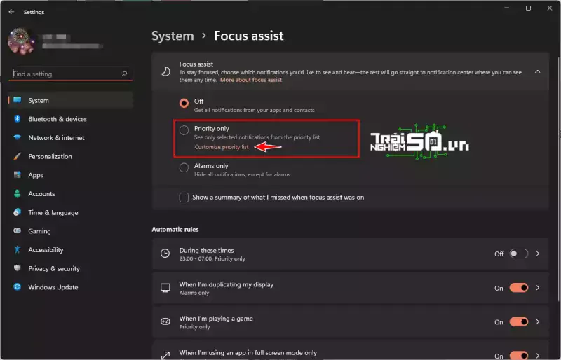 Các bước để kích hoạt và sử dụng Focus Assist trên Windows 11