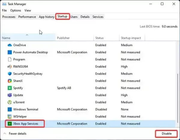 Tắt Xbox trên Windows 11b