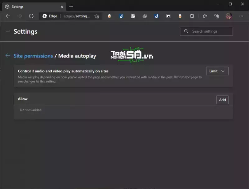 Tắt tự động phát video trong Microsoft Edge