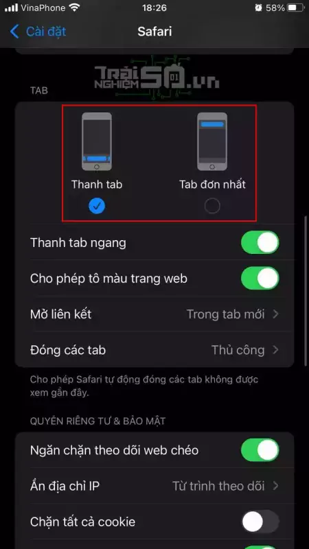 Cách di chuyển thanh address bar Safari iOS 15 lên trên giống như cũ