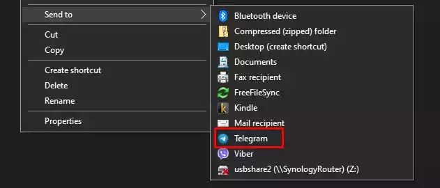 Cách thêm Telegram vào mục Send to trên Windows