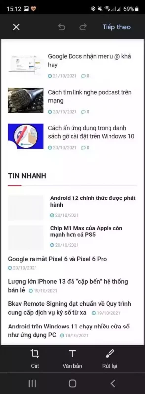 Cách chụp ảnh màn hình toàn trang bằng Chrome trên Android