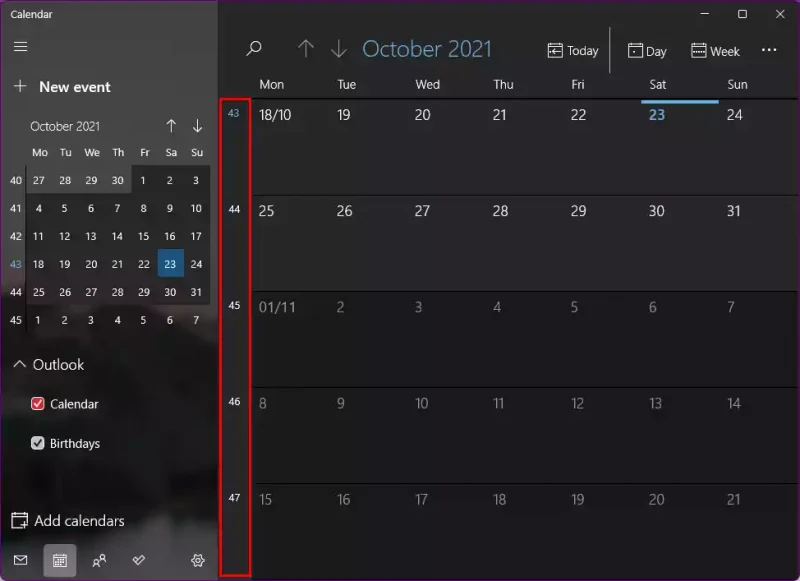 Cách bật số tuần cho ứng dụng Calendar trên Windows 11