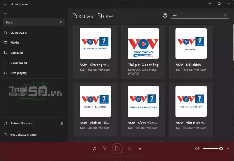 Grover Podcast: Nghe podcast trên PC dễ dàng