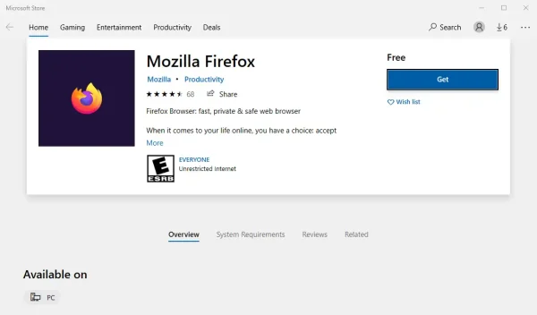 Mozilla Firefox đã có mặt trên Microsoft Store 1