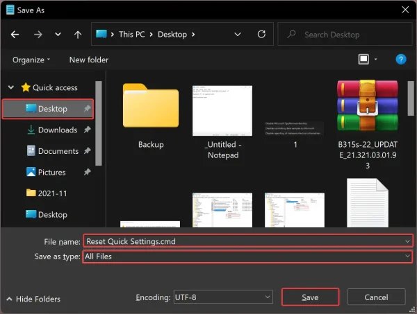 Cách đặt lại Quick Settings trên Windows 11d