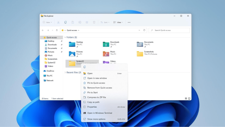 Cách ẩn hiện Pin to Quick access trong trình đơn chuột phải Windows 11
