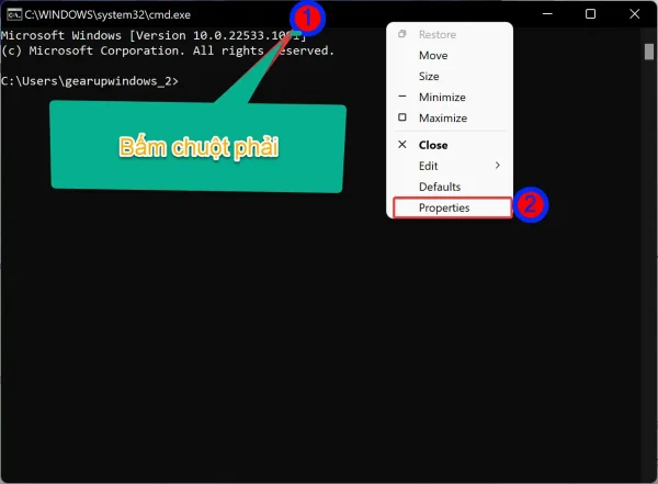 Cách làm trong suốt giao diện Command Prompt 2