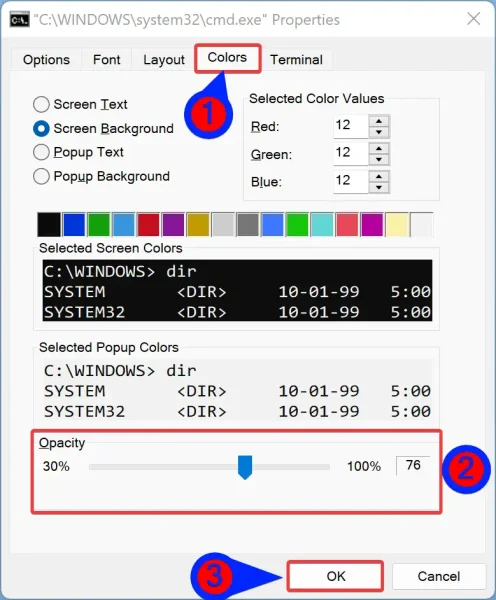 Cách làm trong suốt giao diện Command Prompt 4