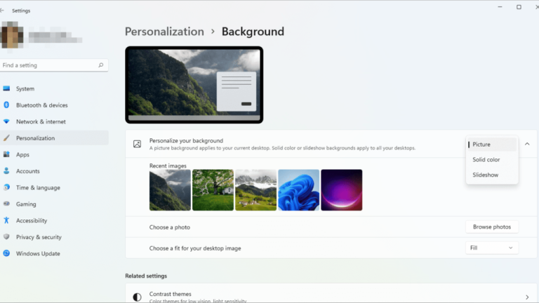 Cách xóa lịch sử hình nền sử dụng trong Windows 11