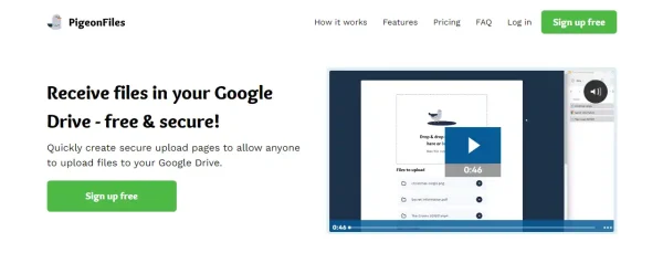 PigeonFiles - tạo trang upload lên Google Drive nhanh