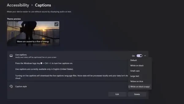 Cách bật và sử dụng phụ đề trực tiếp (Live Caption) trên Windows 11v7
