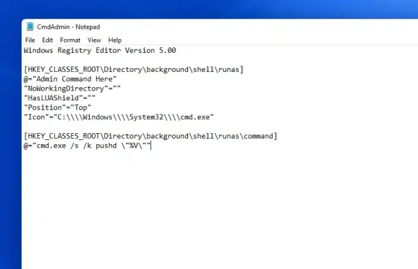 Cách mở đường dẫn thư mục trong Command Prompt (Admin) từ menu chuột phải Windows 11B