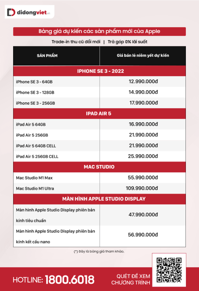 Di Động Việt bắt đầu cho đăng ký nhận thông tin loạt sản phẩm Apple vừa ra mắt