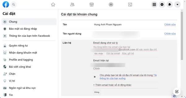 Cách thêm địa chỉ email phụ cho tài khoản Facebook 8