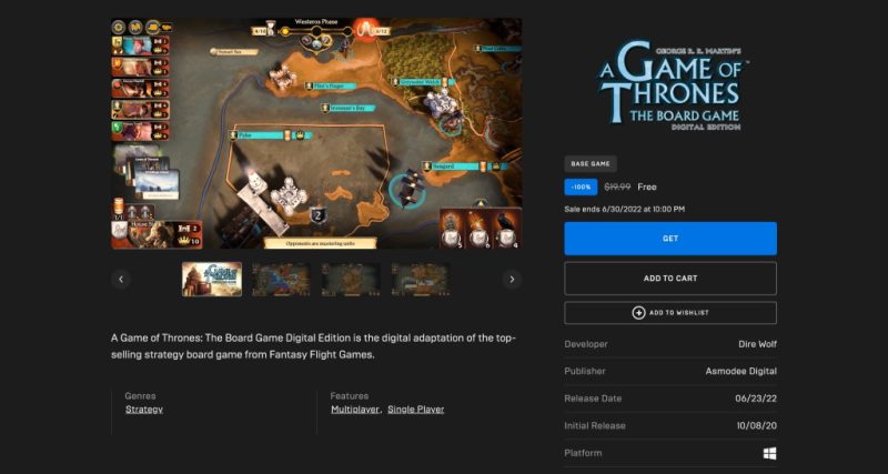 Tải miễn phí game A Game Of Thrones: The Board Game Digital Edition