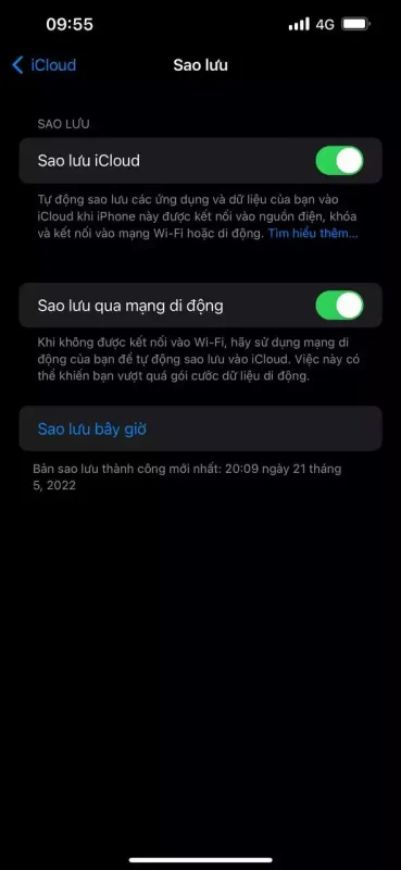 Cách sao lưu điện thoại iPhone