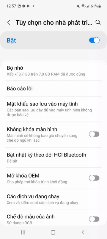 Cách bật tuỳ chọn nhà phát triển điện thoại Samsung