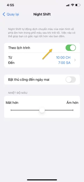 Cách bảo vệ mắt khi dùng iPhone bằng Night Shift 3