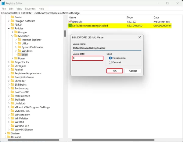 Cách ngăn Microsoft Edge yêu cầu trở thành trình duyệt mặc định trong Windows 11g