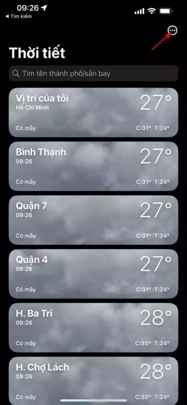 Cách nhận thông báo iPhone khi trời sắp mưa