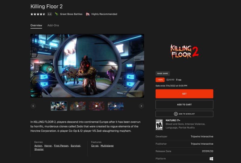 Killing Floor 2 Free Epic Games