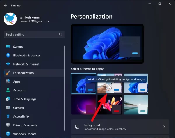 Cách bật và sử dụng Windows Spotlight theme trên Windows 11d