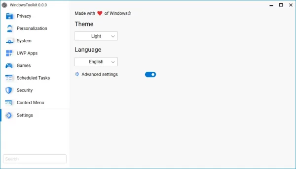 Settings for Windows 9