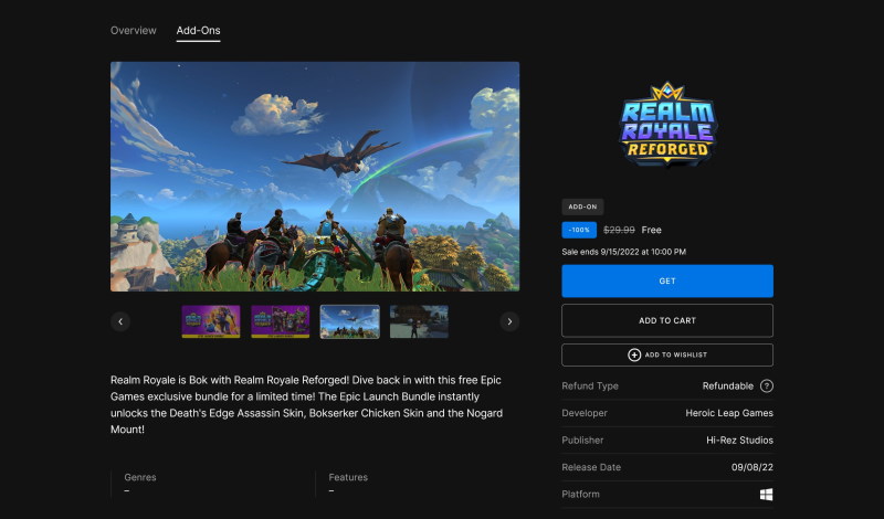 Tải miễn phí Realm Royale Reforged Epic Launch Bundle