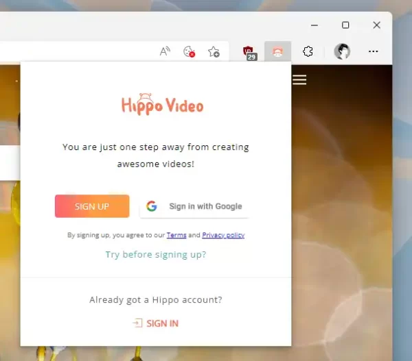 Cách sử dụng Hippo Video trên Chrome 1