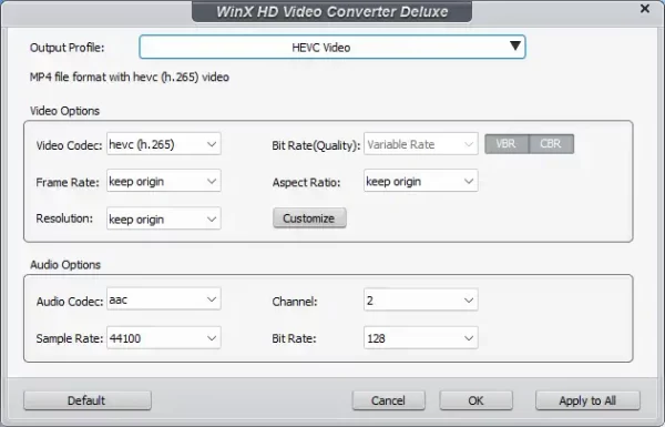 WinX HD Video Converter Deluxe 10