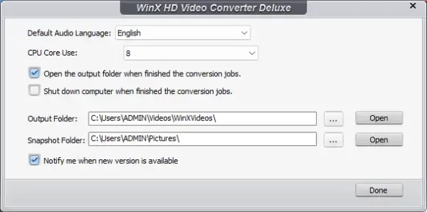 WinX HD Video Converter Deluxe 9