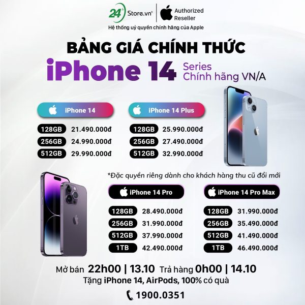24hstore công bố bảng giá iPhone 14 series