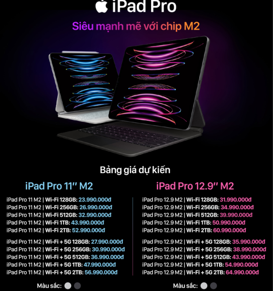 iPad Gen 10 và iPad Pro 2022 chính hãng có giá dự kiến từ 12,99 triệu đồng