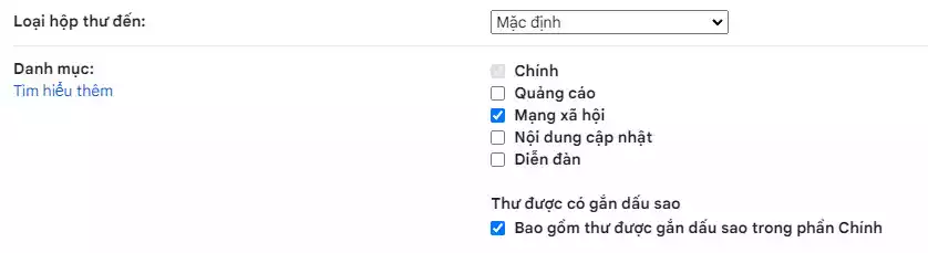 Cách tắt thông báo Faceboo trong cài đặt của Gmail