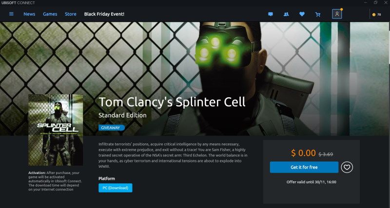Tải miễn phí game Tom Clancy's Splinter Cell