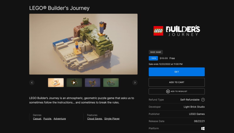 Tải miễn phí game Lego Builder's Journey