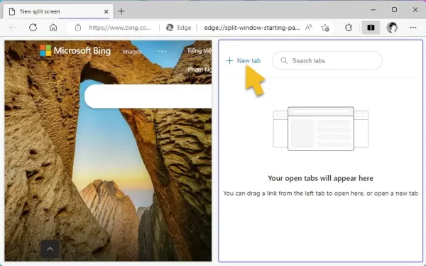 Cách sử dụng tính năng Split screen trên Microsoft Edge 3