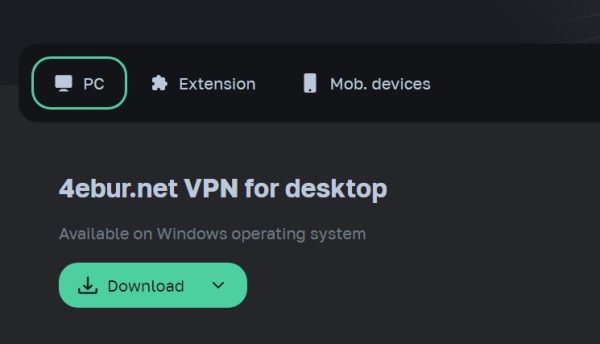 Cách sử dụng 4ebur.net VPN trên máy tính 4