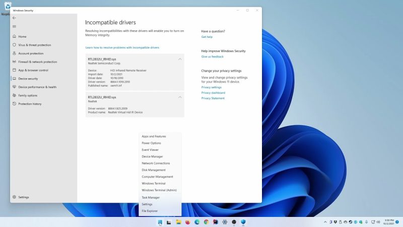 Khắc phục lỗi “Memory integrity can’t be turned on” trong Windows Security