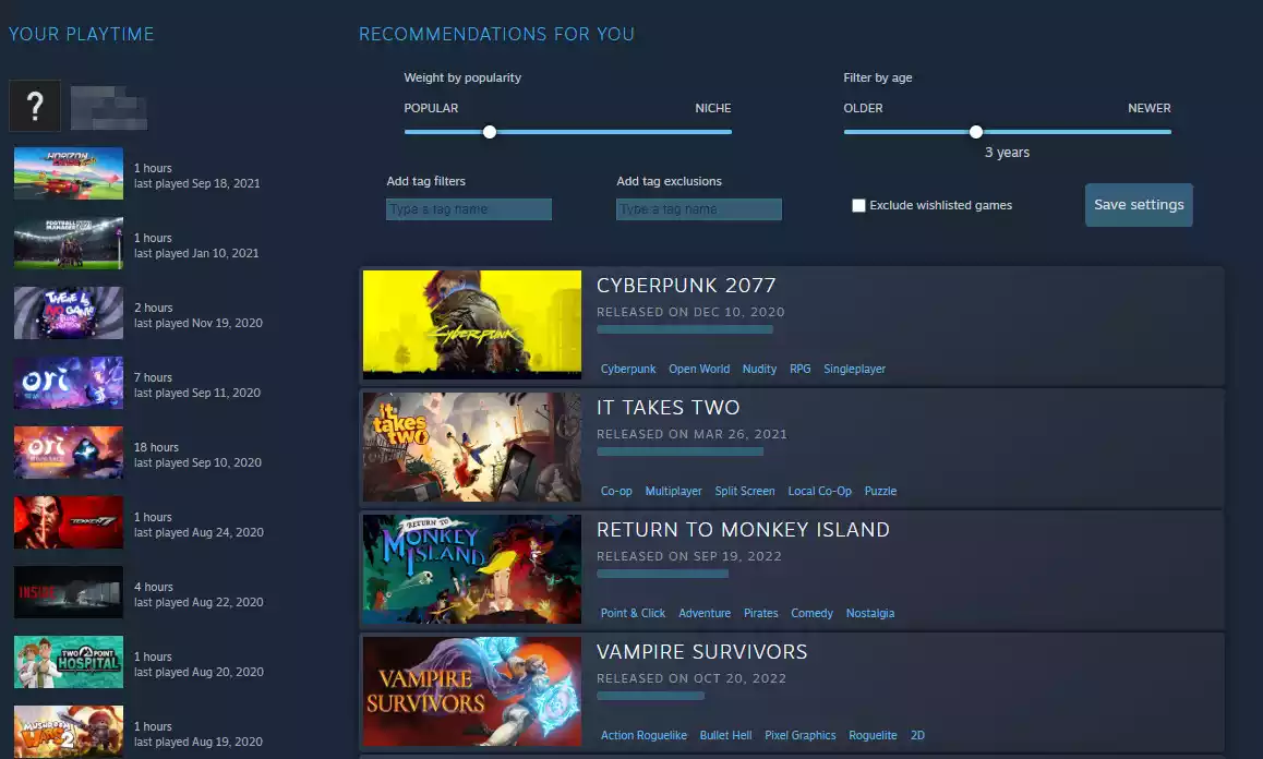 Cách sử dụng Steam Interactive Recommender để tìm game