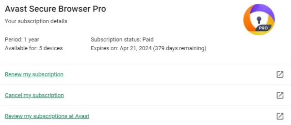 Avast Secure Browser PRO 10