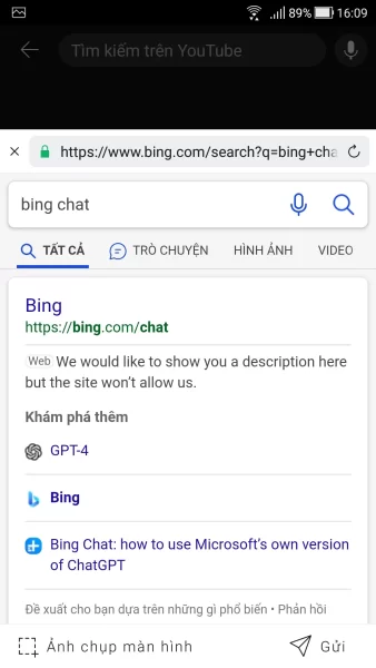 Cách tìm kiếm, trò chuyện Bing Chat AI trong Microsoft SwiftKey 6