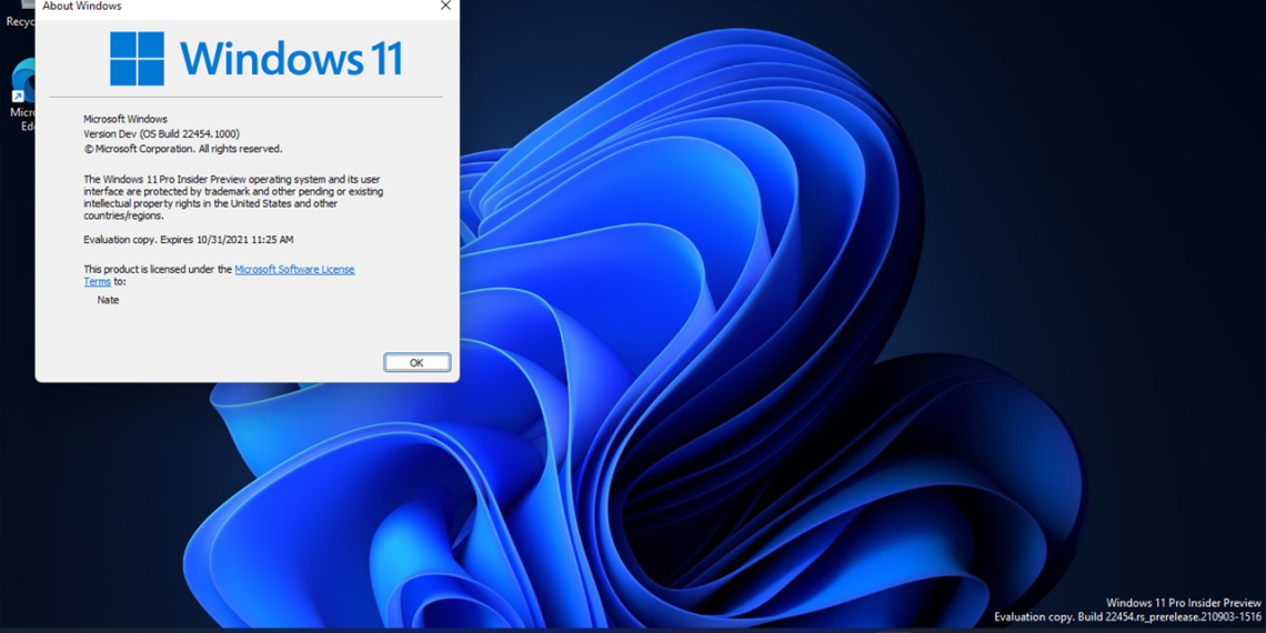 Cách xóa dòng chữ “Windows 11 Pro Insider Preview. Evaluation copy”