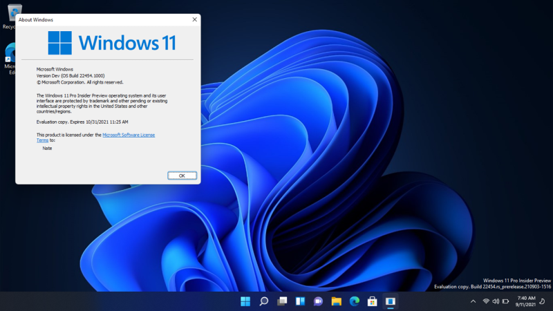 Cách xóa dòng chữ “Windows 11 Pro Insider Preview. Evaluation copy”