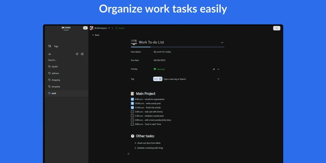 Ixord Notes: Ứng dụng quản lý tác vụ cần làm thay thế Microsoft To Do