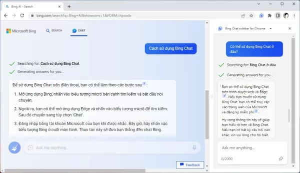 Bing Chat sidebar for Chrome 2