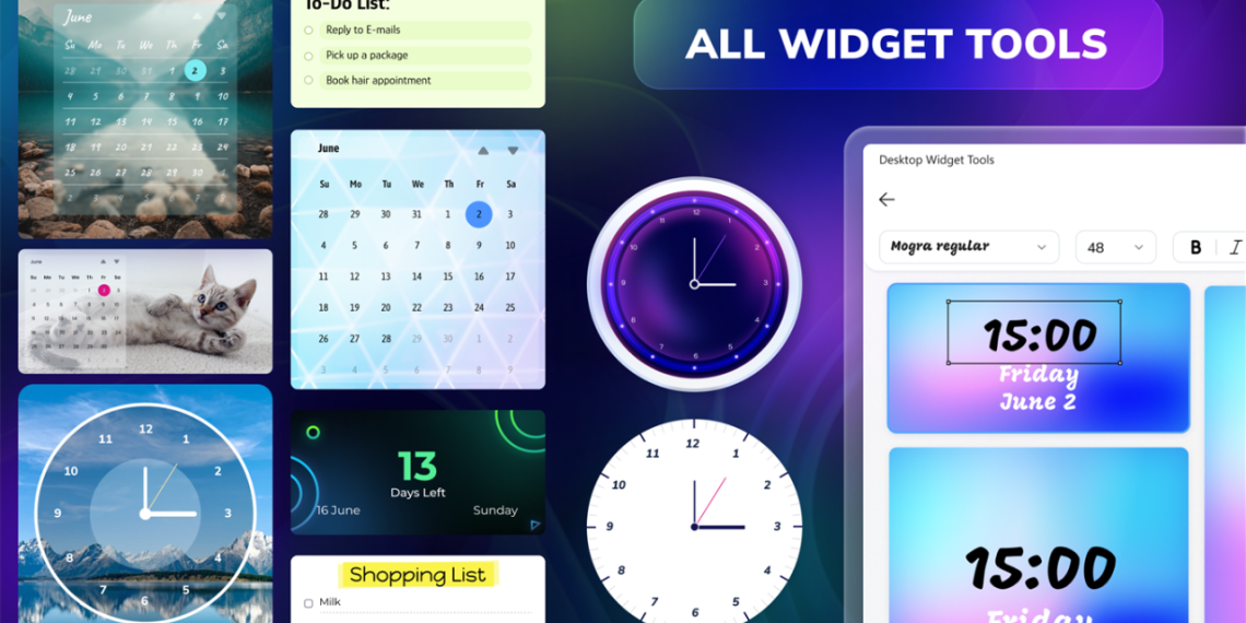Thêm tiện ích màn hình cho Windows 10 với Desktop Widget Tools: Custom ...