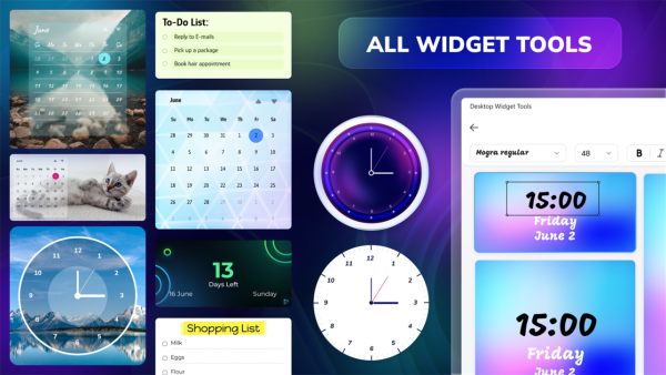Desktop Widget Tools Custom Calendar and Clock
